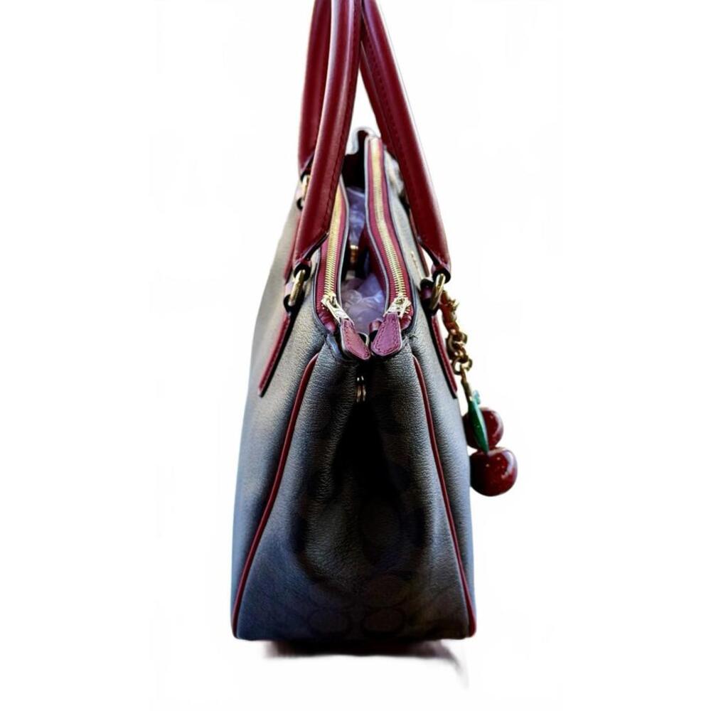 👜 Coach Rowan Satchel in Signature Canvas with Red Leather Trim NWOT - Picture 11 of 15
